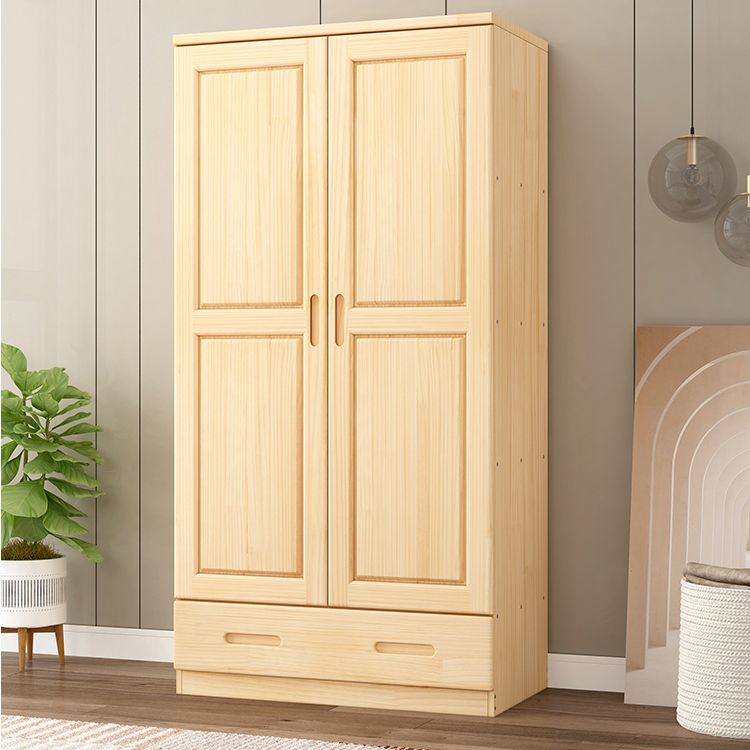 Pine Wardrobe Armoire 1 and 2-Door Hanging Clothes Rack with Door