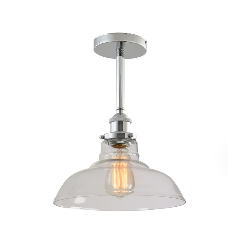 Heldere glazen schuur hanglampverlichting industrieel stijlvol 1 bol chroom afwerking plafondlamp voor restaurant