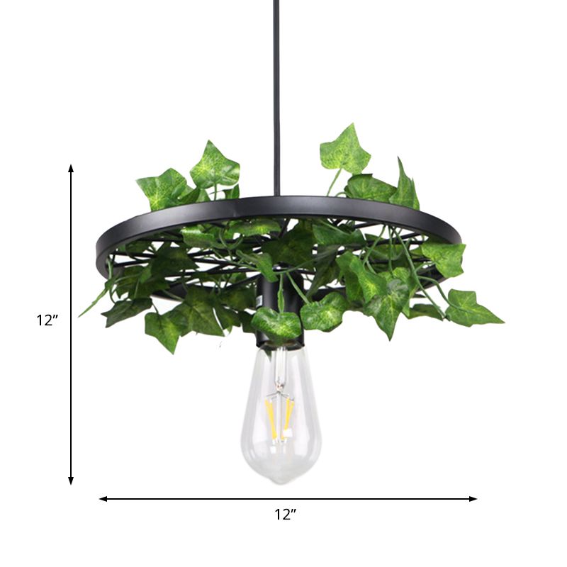 Green 1 Head Pendant Lamp Industrial Metal Plant LED Hanging Ceiling Light for Restaurant