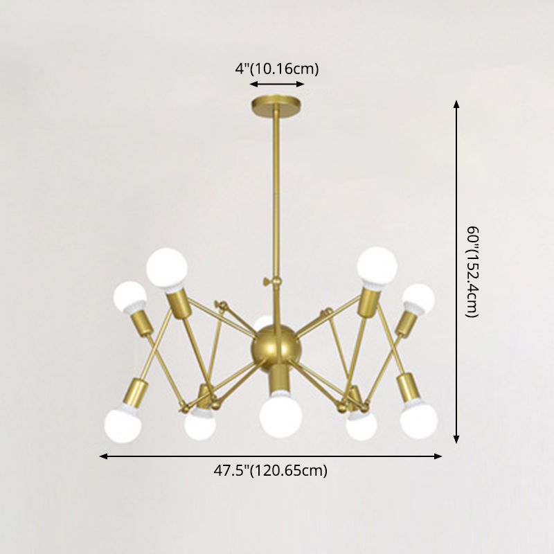 Retro Industrial Style Chandelier Light Sputnik Wrought Iron Multi Light Pendant for Bar Coffee Shop