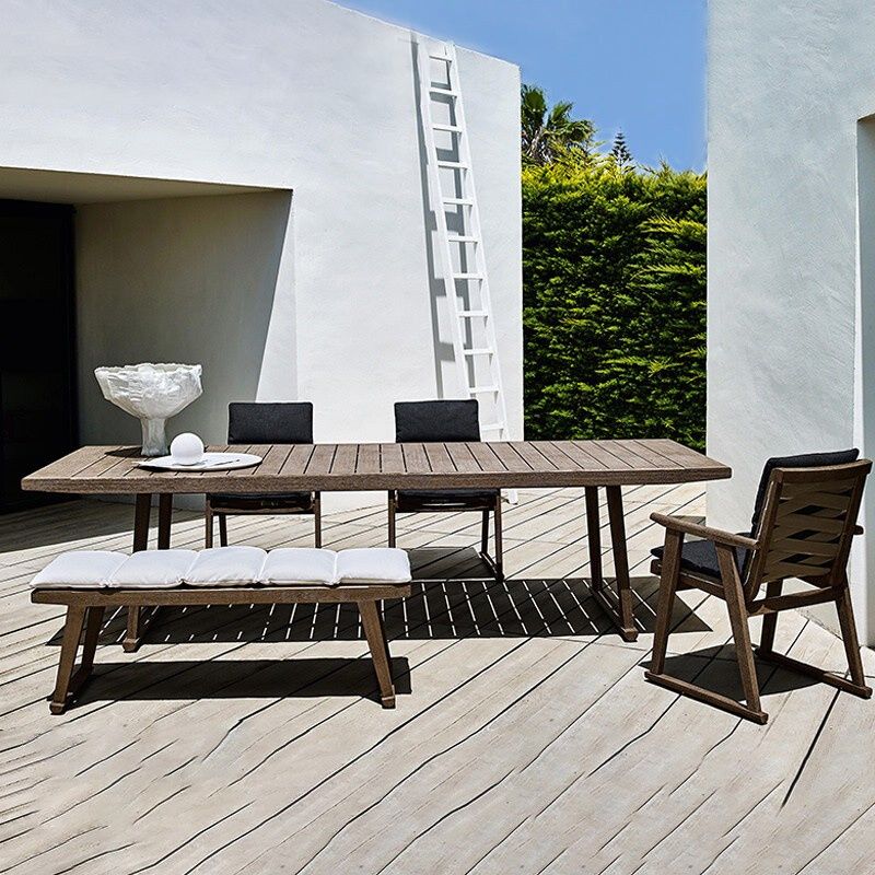 Contemporary Top Patio Table Solid Wood Rectangle Patio Table