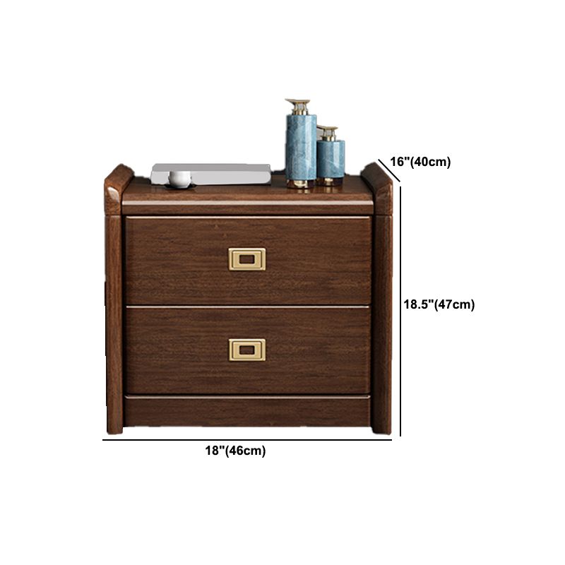 Modern Solid Wood Nightstand Drawer Storage Walnut Legs Included Night Table in Brown