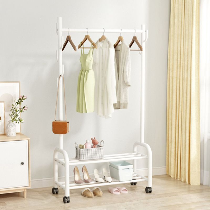 Contemporary Coat Rack Free Standing Metal Coat Hanger with Storage Shelving