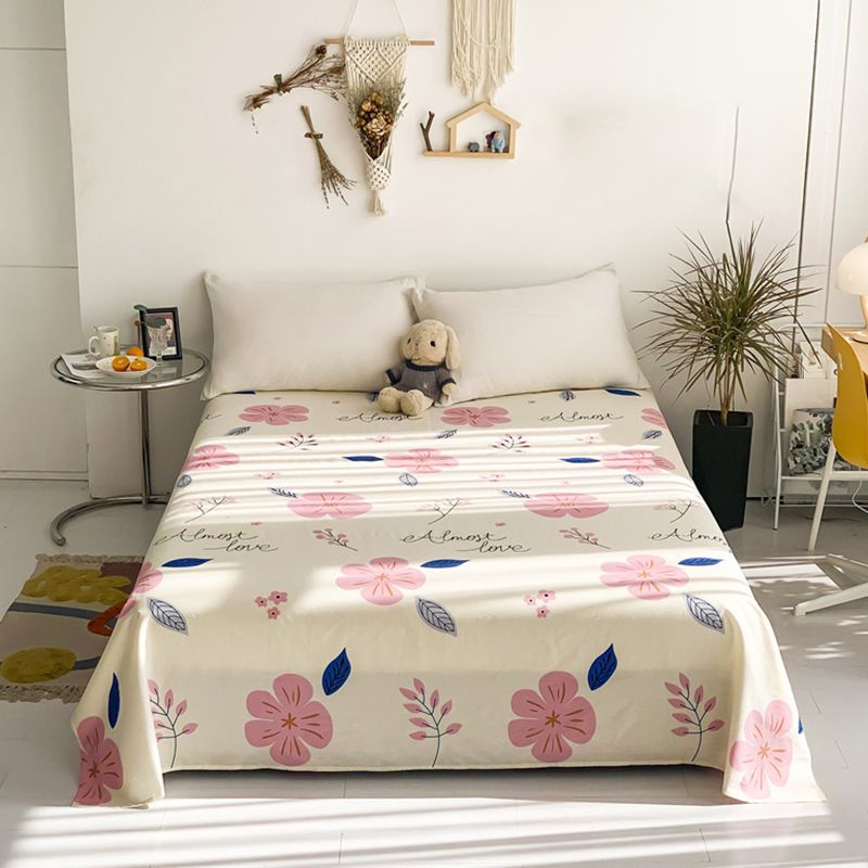 Fitted Sheet Cotton Floral Printed Breathable Wrinkle Resistant Bed Sheet Set