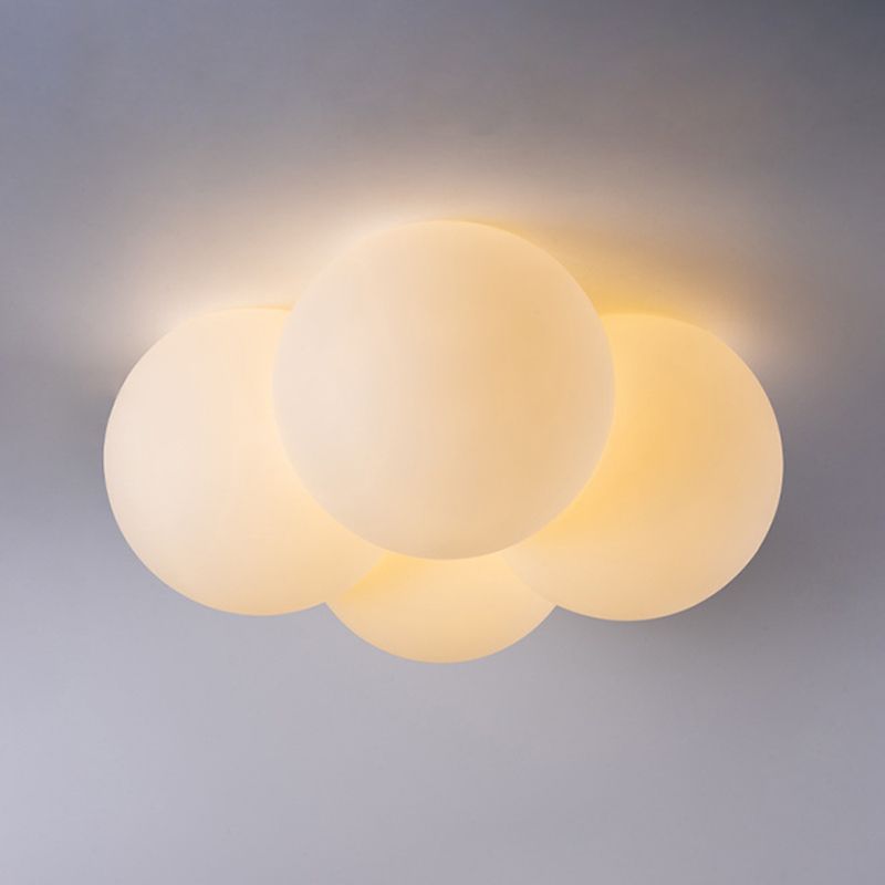 White 4 - Light Flush Mount Light Plastic Globe Kids Style Ceiling Flush Mount