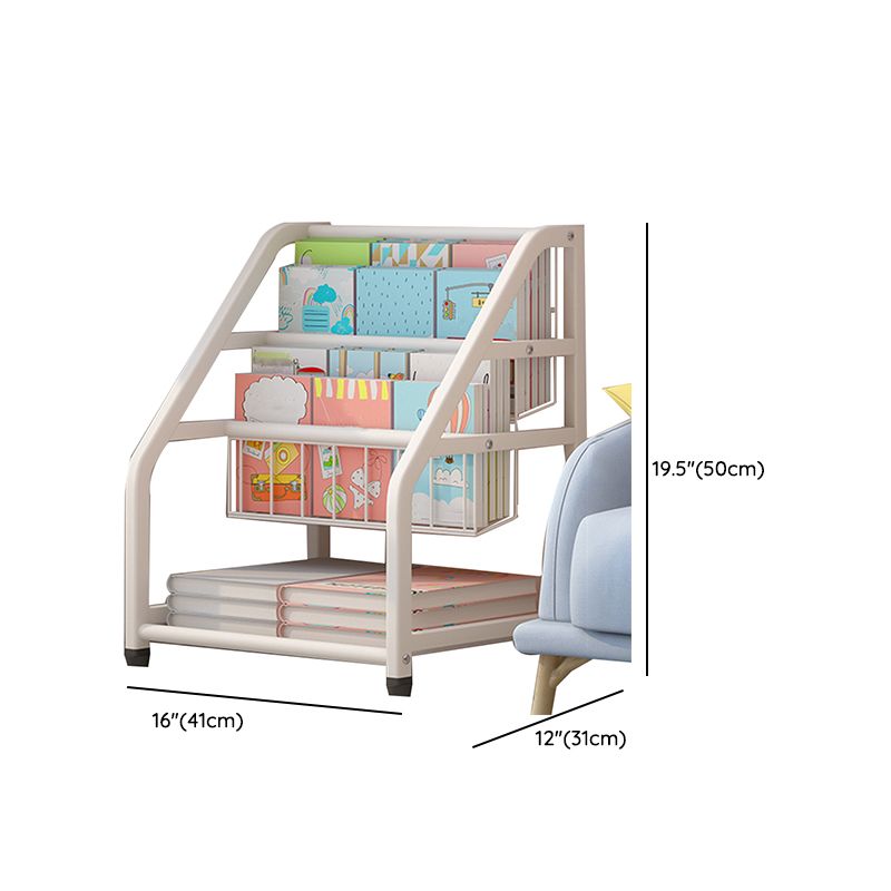 Contemporary Freestanding Book Display Metal Shelf Bookcase in Open Back