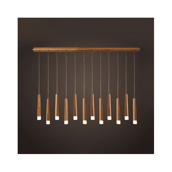 Matchstick Dining Room LED Pendant Light Wood 1/5/7-Light Ceiling Light Fixture with Diffuser in Warm/White Light