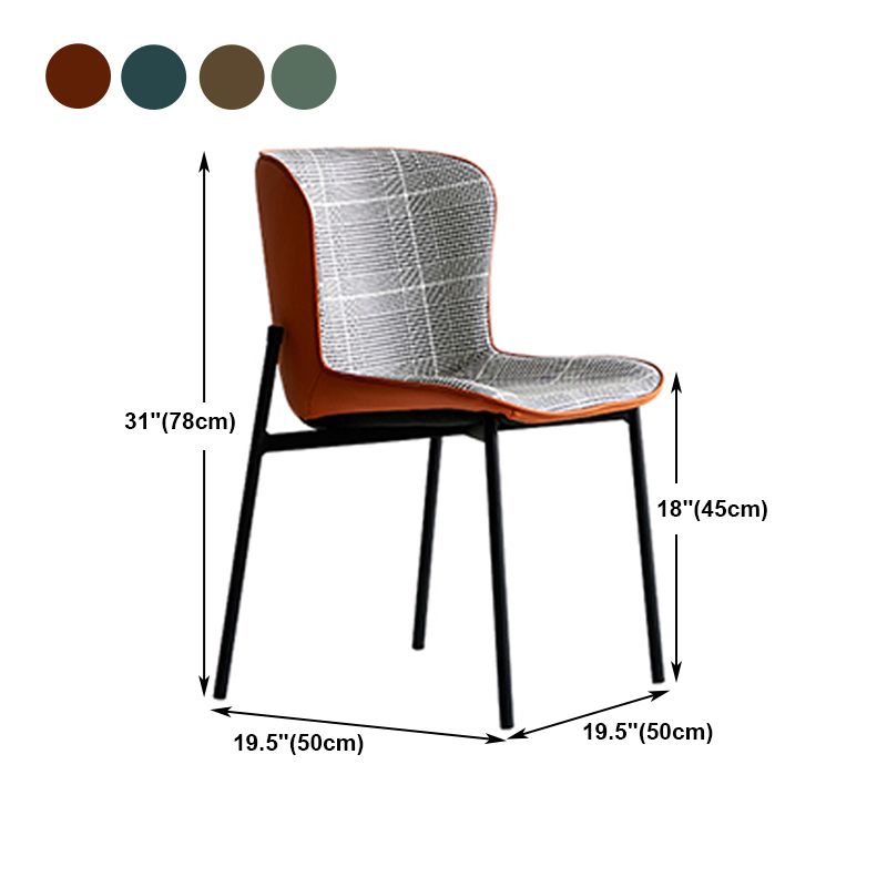 Minimalist Armless Solid Back Chair Linen Dining Chairs for Home