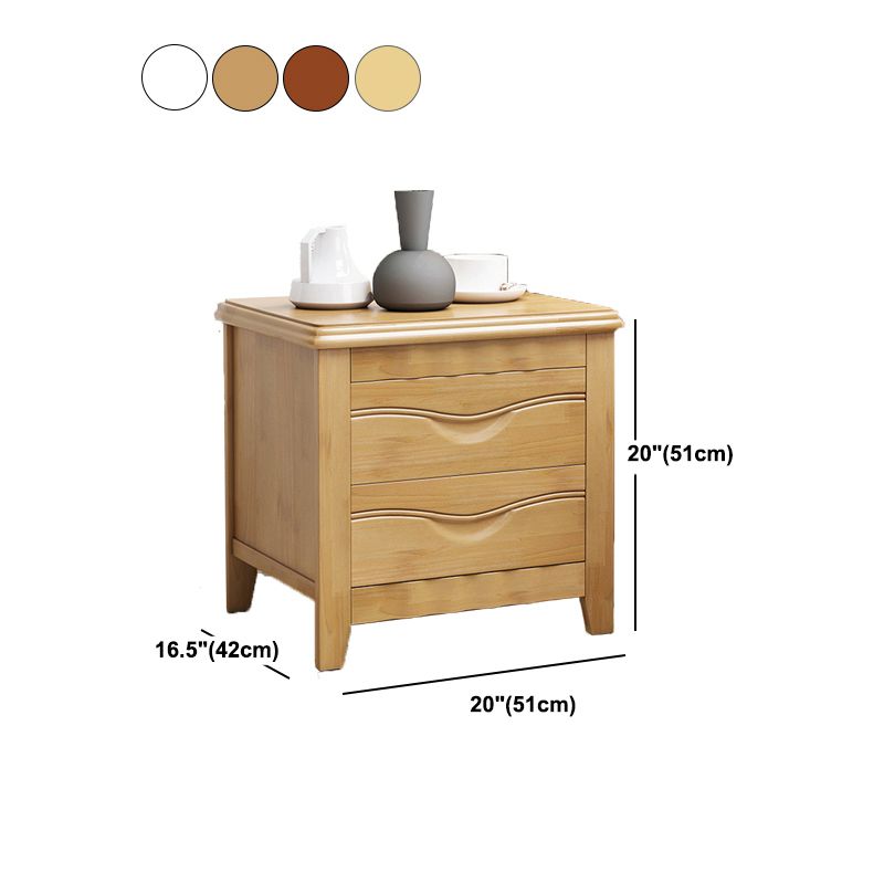 2-drawer Solid Wood Nightstand Modern Oak Legs Included Night Table with Lock