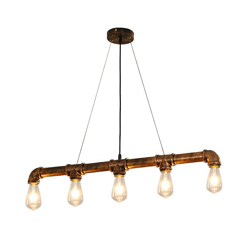 Metal Ceiling Chandelier Industrial Rust Piping Dining Room Hanging Light Fixture