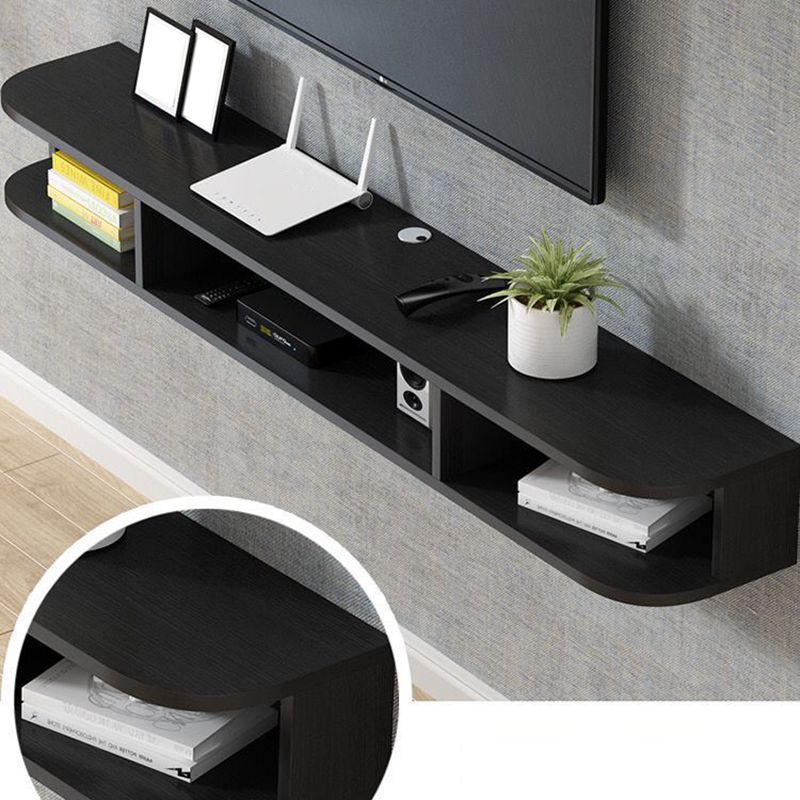 Modern Wood TV Stand Console Wall-mounted TV Media Stand with Shelves for Living Room