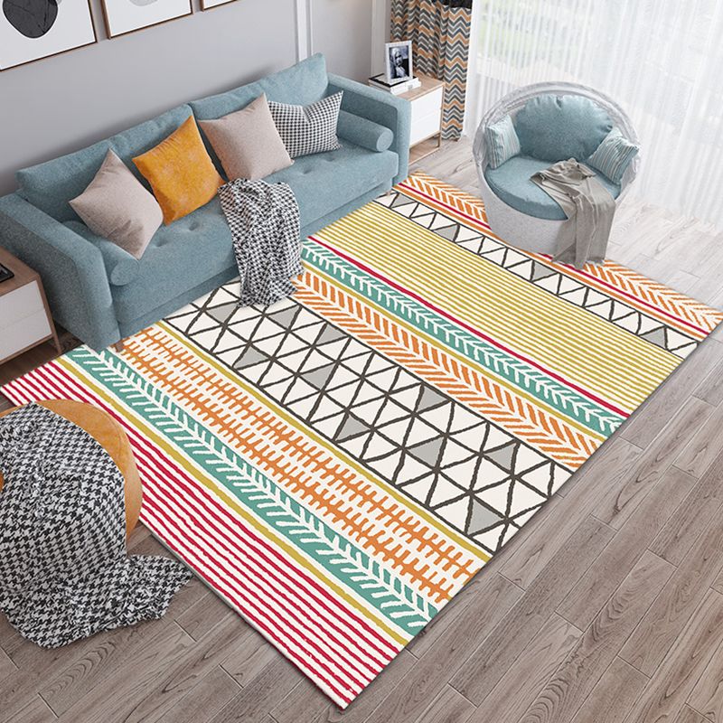 Light Color Bedroom Carpet Boho-Chic Southwestern Pattern Area Rug Polyester with Easy Care Rug