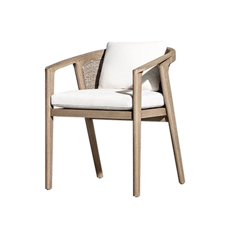 Modern Patio Dining Side Chair Wooden Outdoor Bistro Chairs with Arm