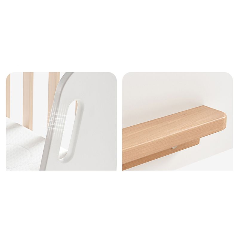 Light Wood Standard Scandinavian Baby Crib Nursery Bed with Guardrail