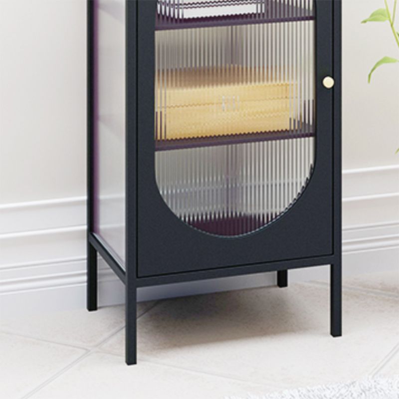 Modern Metal Curio Cabinet Glass Doors Buffet Cabinet for Dining Room