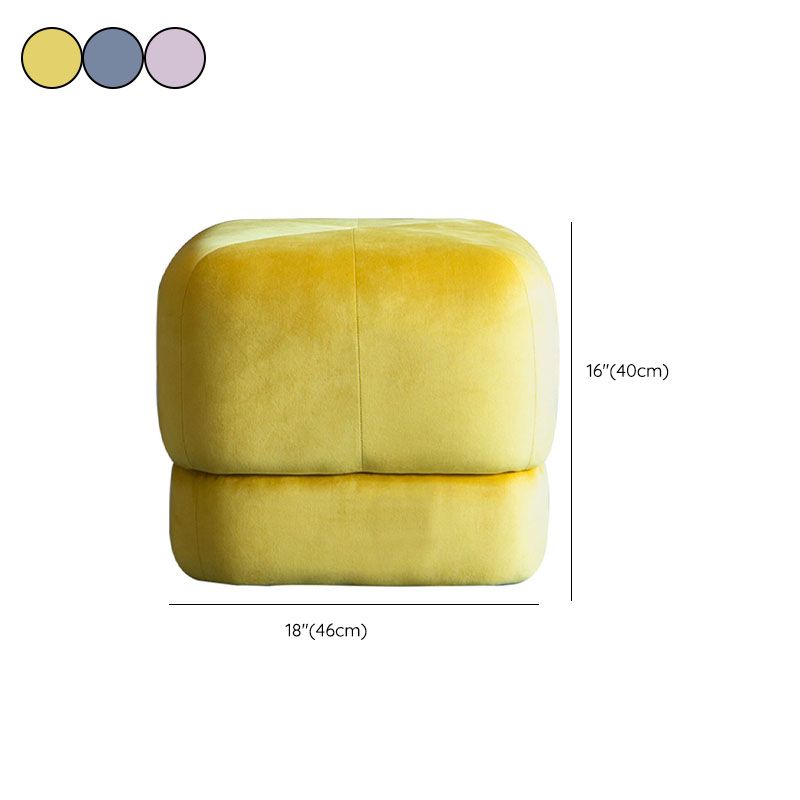 Modern Pouf Ottoman Velvet Upholstered Fade Resistant Solid Color Square Ottoman