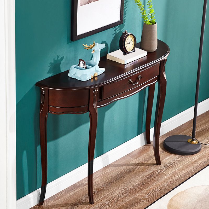 Mid-Century Modern Wooden End Table Half Moon Console Table for Hall