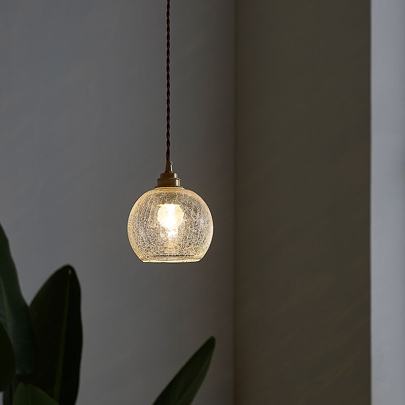 1 Light Spherical Pendant Lamp Vintage Industrial Crackled  Glass Hanging Lamp for Living Room