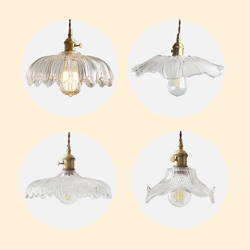 1-Light Glass Suspended Lighting Fixture Vintage Pendant Light Kit for Dining Room