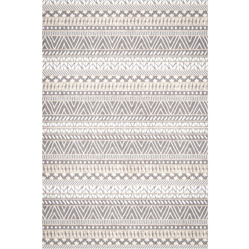 Grey Tone Bohemian Area Carpet Polyester Tribal Symbols Indoor Rug Washable Carpet for Living Room