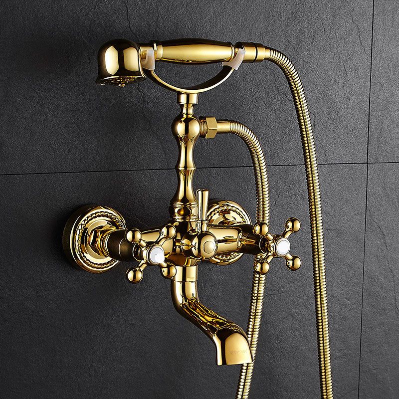 Traditional Style Tub Faucet Copper Wall-mounted Tub Faucet with Hand Shower
