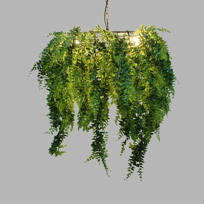 Green 3 Heads Chandelier Lighting Industrial Metal Plant LED Suspension Pendant for Restaurant