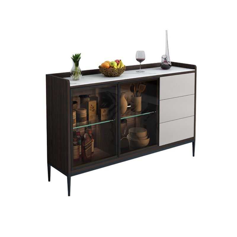 Contemporary Side Board Stone Sideboard Table with Doors for Dining Room