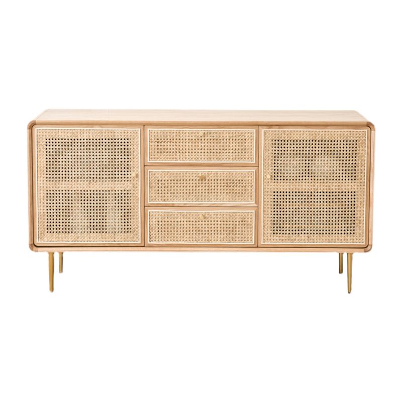 Nordic Simplicity Cupboard Pine Frame Kitchen Sideboard for Dining Room