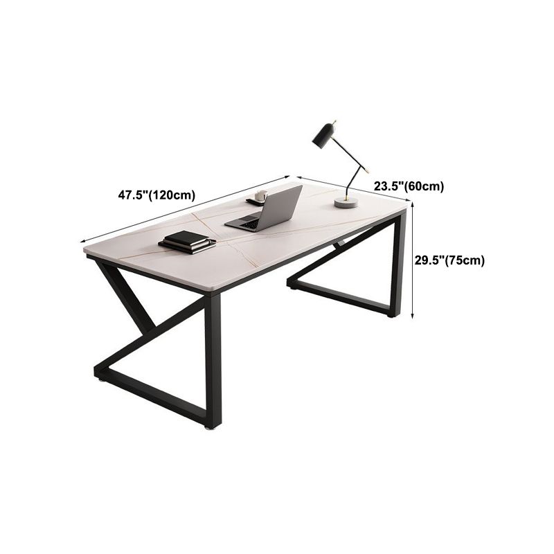 Contemporary Office Desk Rectangular Writing Desk with Metal Legs