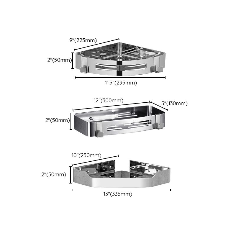 Stainless Steel Bathroom Hardware Set Modern 3 Piece Bath Shelf