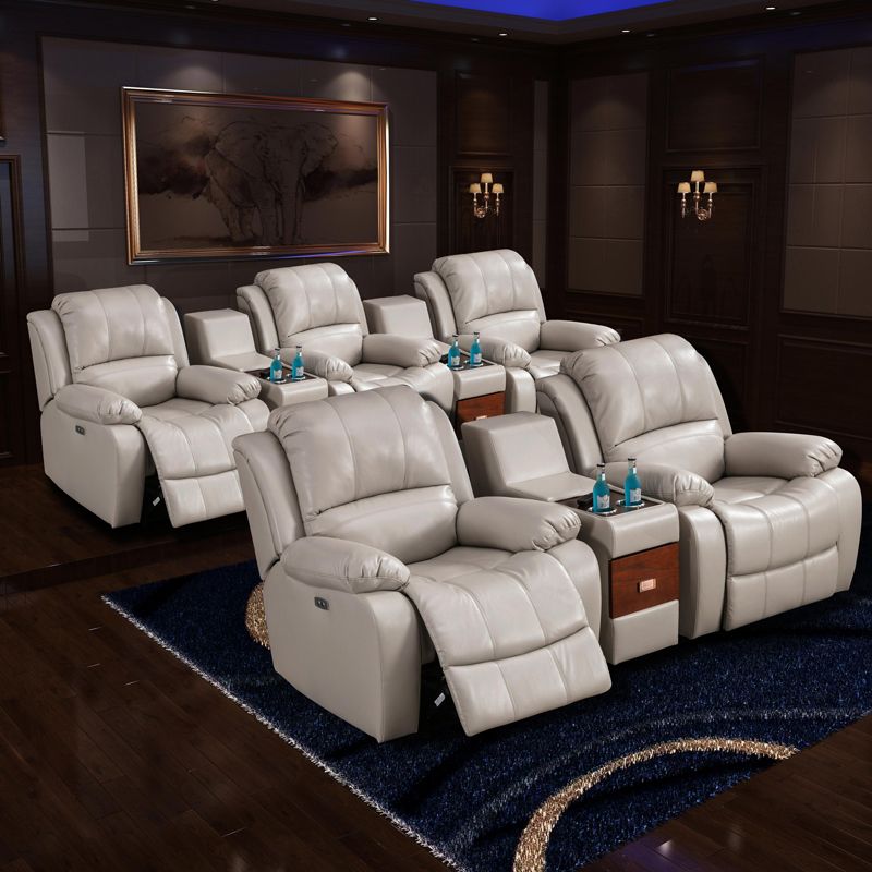 Contemporary Home Theater Recliner Solid Color Theater Arm Metal Standard