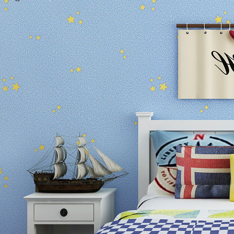 Blue Luminous Star Wallpaper Roll Waterproofing Wall Decor for Children, 33 ft. x 20.5 in