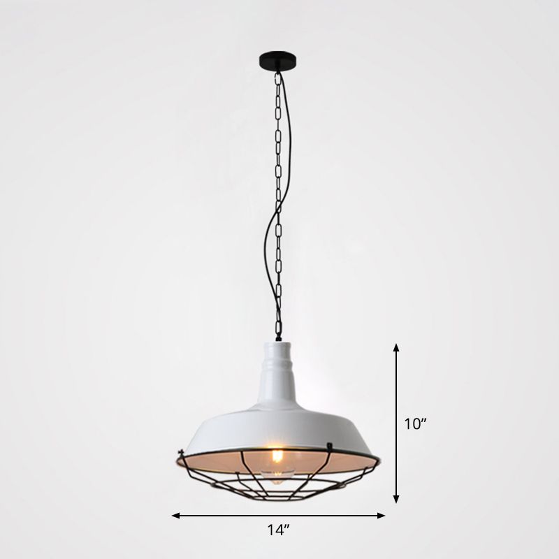 Single-Bulb hanger lichte loft stijl schuurschaduw metalen slinger licht met taps toelopende kooi bodem