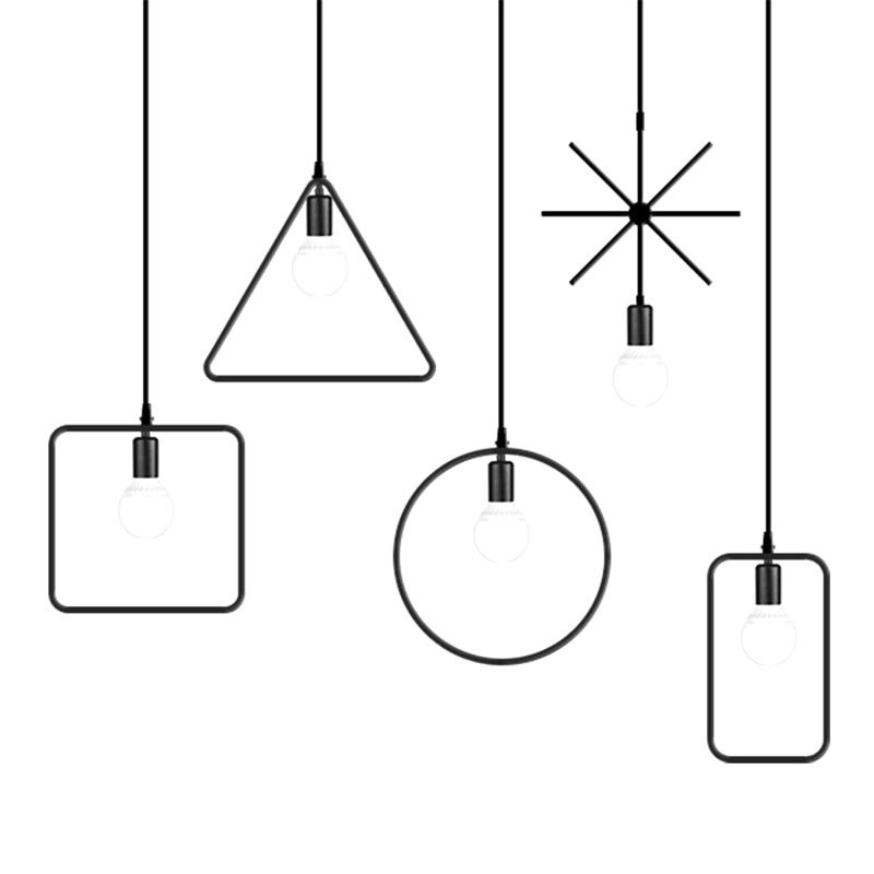 Loftstijl geometrisch hangend plafondlicht metaal hangend licht licht in zwart