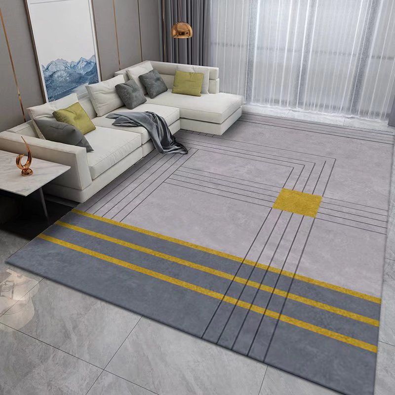 Black Lozenge Carpet Polyester Simple Carpet Non-Slip Backing Carpet for Drawing Room