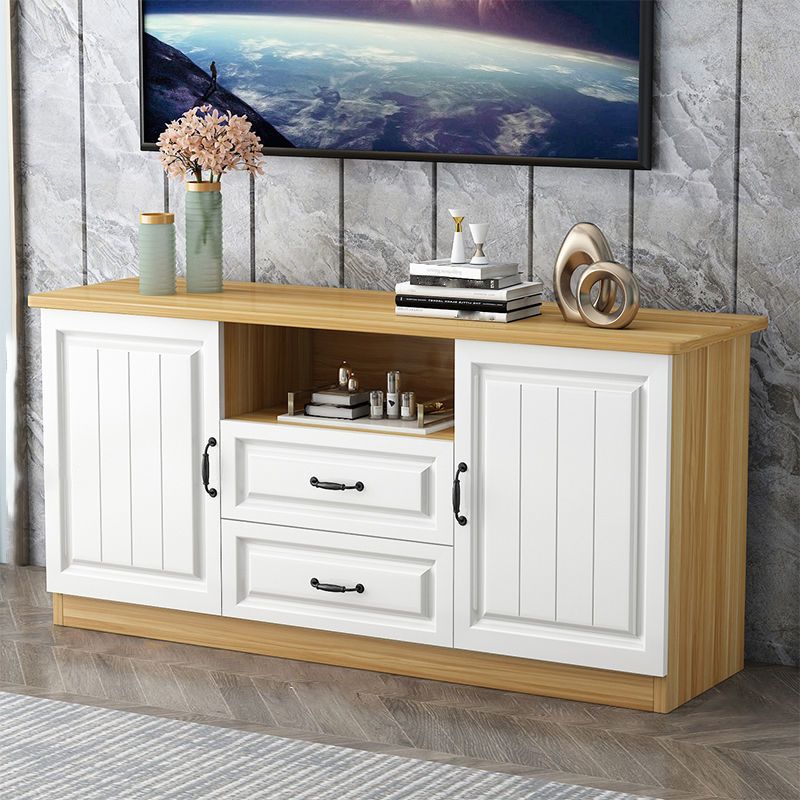 Scandinavian Style Wood 2-Door TV Stand TV Console with Shelf