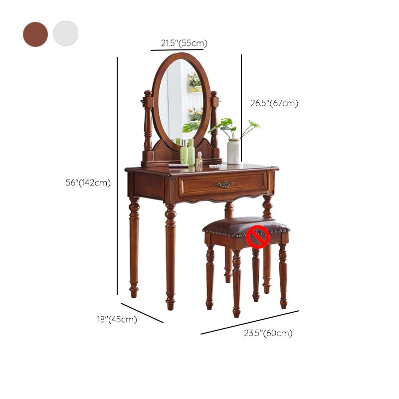 Traditional Dressing Table Stool Set Wooden Vanity Dressing Table for Bedroom
