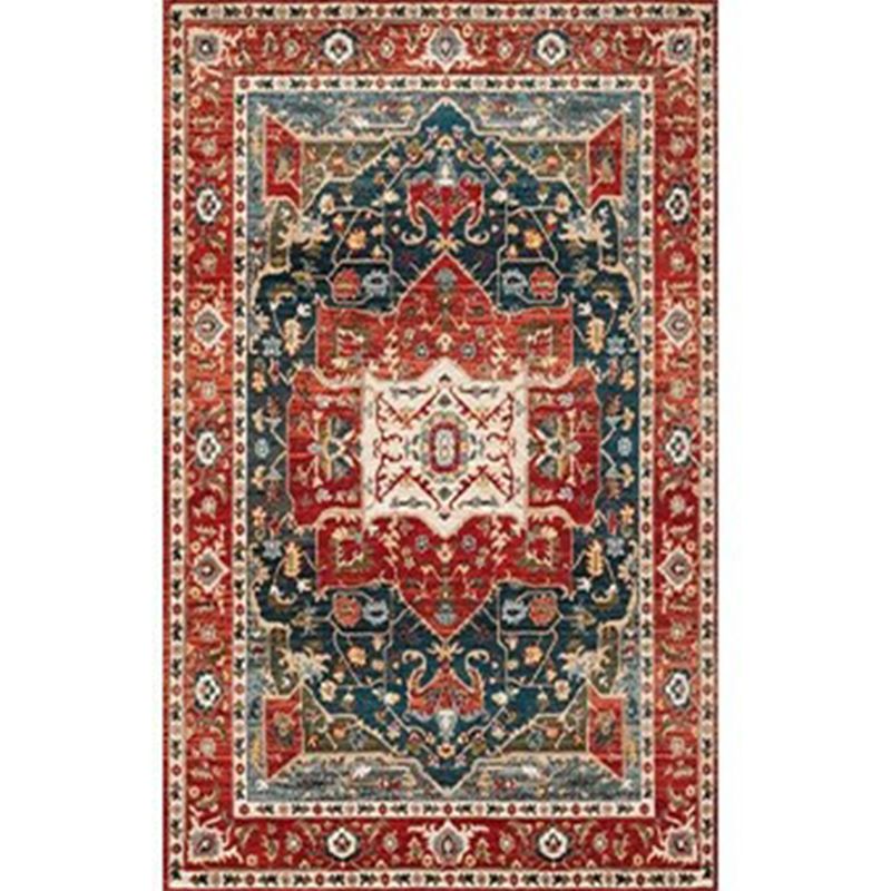 Fancy Traditional Rug Red Tribal Pattern Area Rug Non-Slip Backing Area Carpet for Home Decor