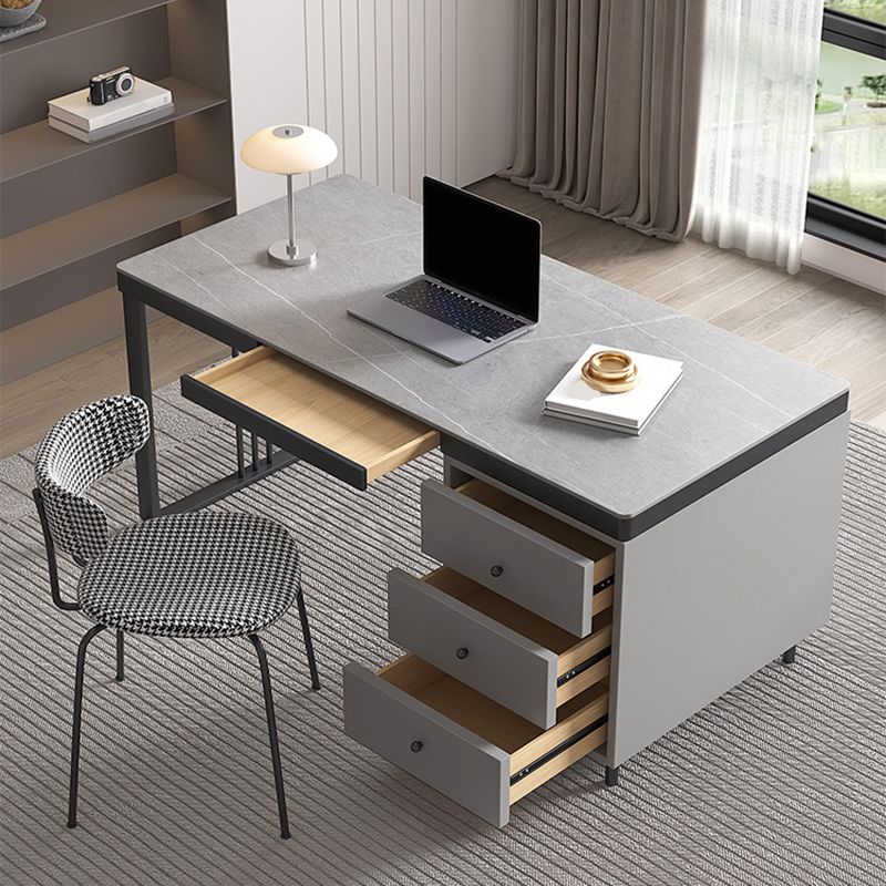 Rectangular Shaped Task Desk 2 Legs Writing Desk in Grey for Office