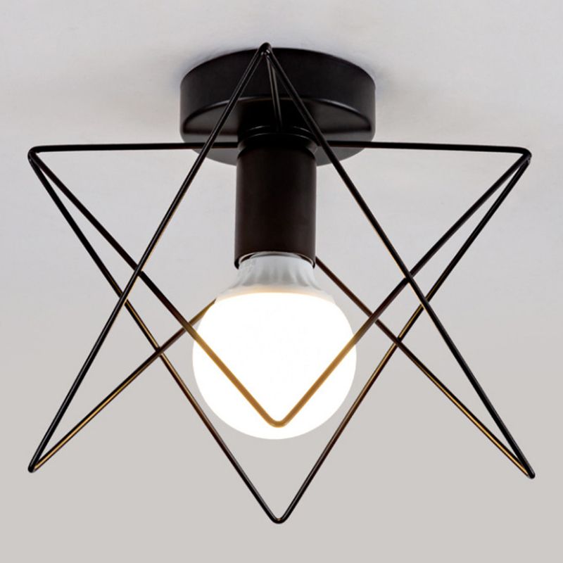 Geometric Shape Metal Flush Ceiling Light Modern 1 Light Flush Mount Light in Black