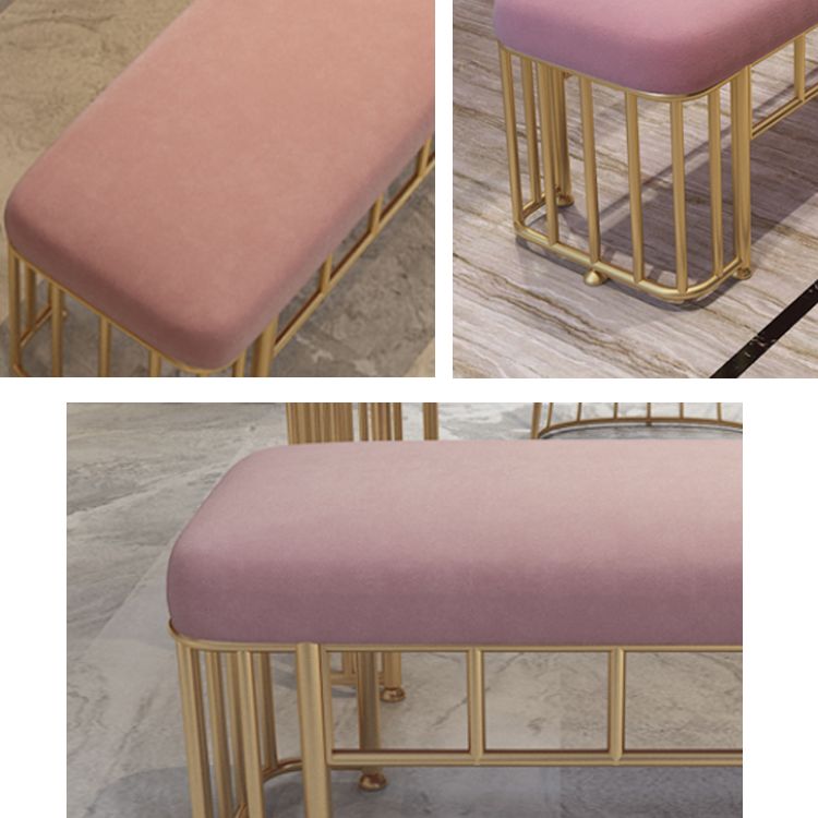 Modern Cotton Foam Bench Pink Cushioned Bench with Legs for Kitchen