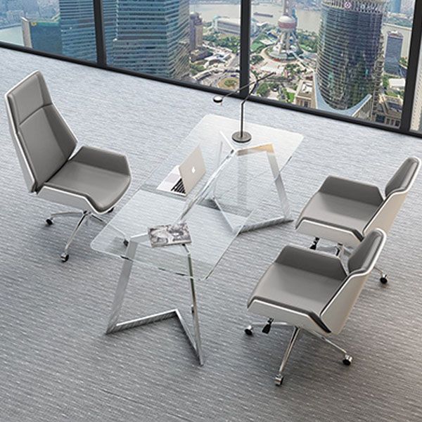 Modern Fixed Arms Managers Chair Height-adjustable Swivel Ergonomic Executive Chair