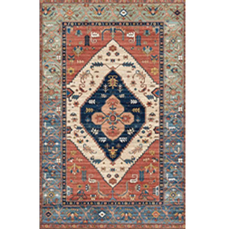 Traditional Medallion Pattern Rug Moroccan Polyester Area Rug Stain Resistant Carpet for Living Room