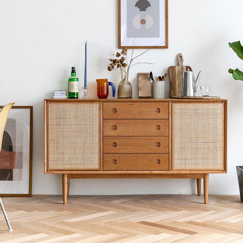 Contemporary Rattan Door Sideboard Cabinet with Storage for Home Use