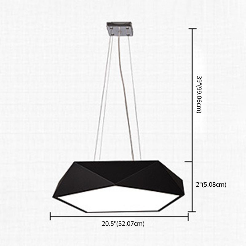 LED pentagonal pendentif lampe nordique métallique de bureau de suspension avec diffuseur acrylique