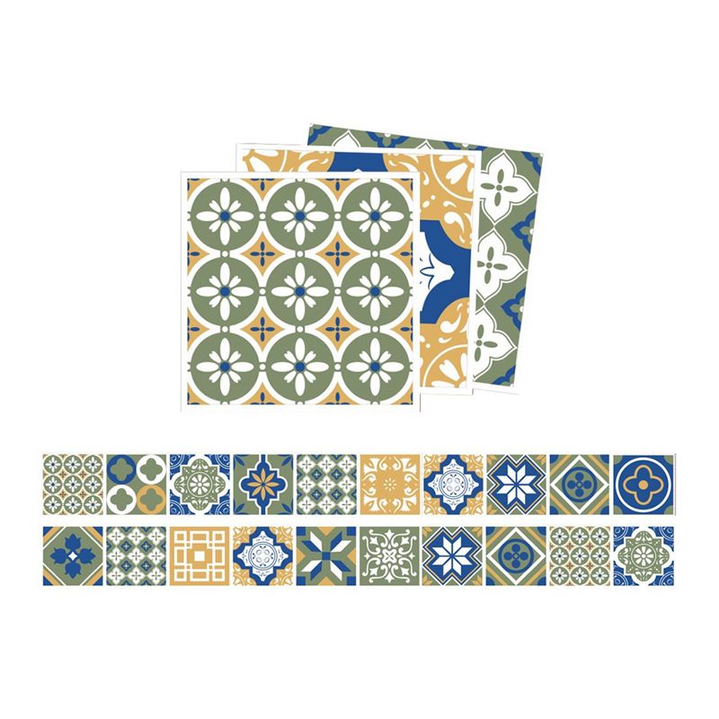 Boho Mixed Pattern Wallpaper Panel PVC Easy Peel off Blue-Yellow-Green Wall Decor for Home