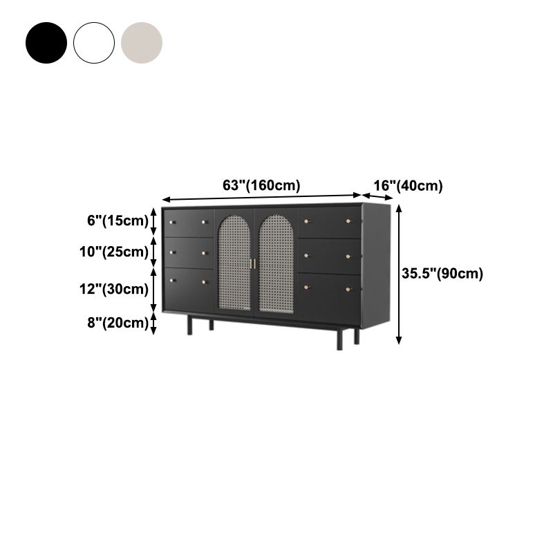 Minimalism 36-inch Height Sideboard 6 Drawer 2 Doors Server for Living Room