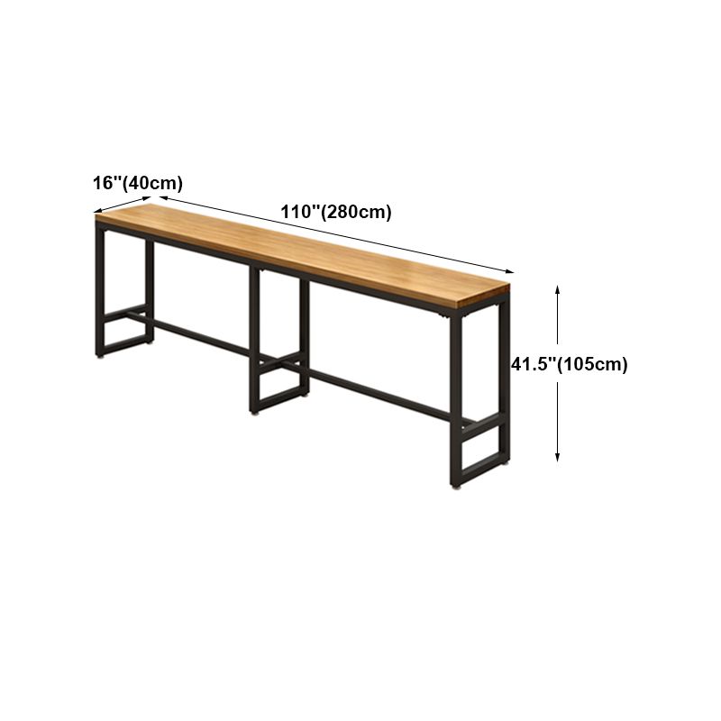 Modern Brown Wood Bar Table with Rectangle Table Top Black Trestle Table - 42" H