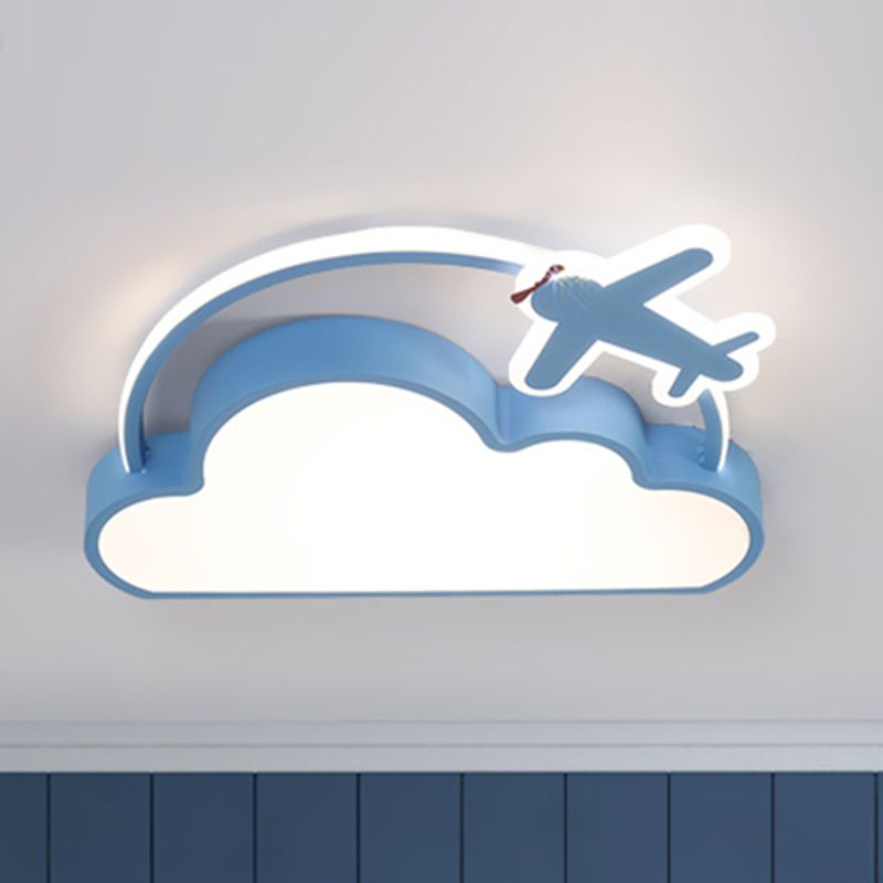 Geometry Shape LED Ceiling Lamp Kids Style Iron 2 Lights Flush Mount for Bedroom