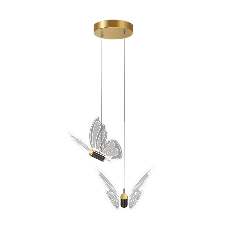 Butterfly Hanging Light Fixture Modern LED Pendant Lamp with Acrylic Shade for Bedroom